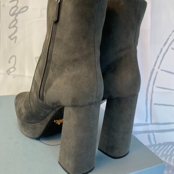 Prada Milano Gray Suede Ankle Boot - Picture 8 of 9